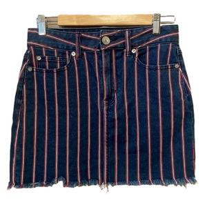 American Eagle High Rise Striped Denim Mini Skirt Red White Blue Size 2
